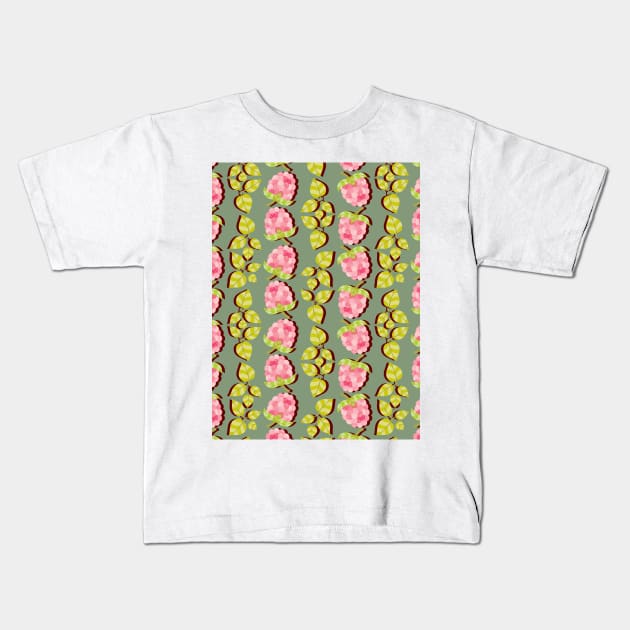 Raspberry Boom Seamless Surface Pattern Design Kids T-Shirt by zarya_kiqo